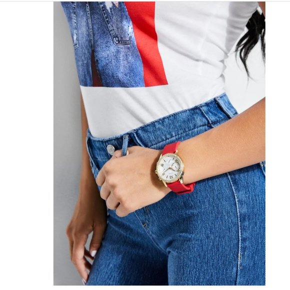 Red Rhinestone Multifunction Watch - Picture 2 of 6